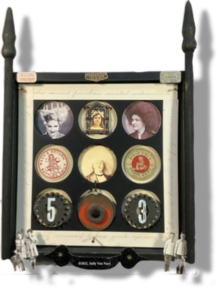 Original assemblage art by Sally Van Nuys, Steampunk Alley -Peephole box assemblage